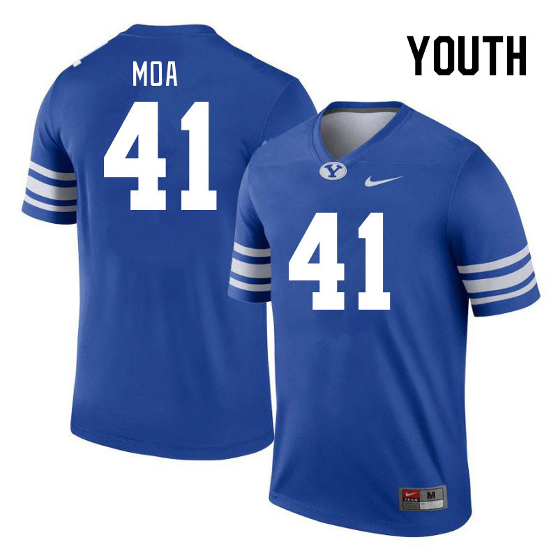 Youth #41 Sione Moa BYU Cougars College Football Jerseys Stitched Sale-Royal